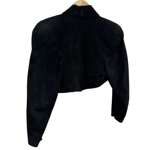 Michael Hoban for North Beach Vintage 80s Black Cropped Leather Jacket - Picture 6 of 9